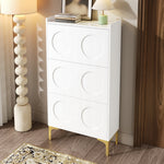 Modern Shoe Cabinet, 3-Tier Storage Metal Feet Entryway, White