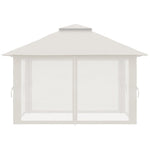 Folding Pavilion 4x4m Mesh Curtains UV Protection Double Roof, Cream White