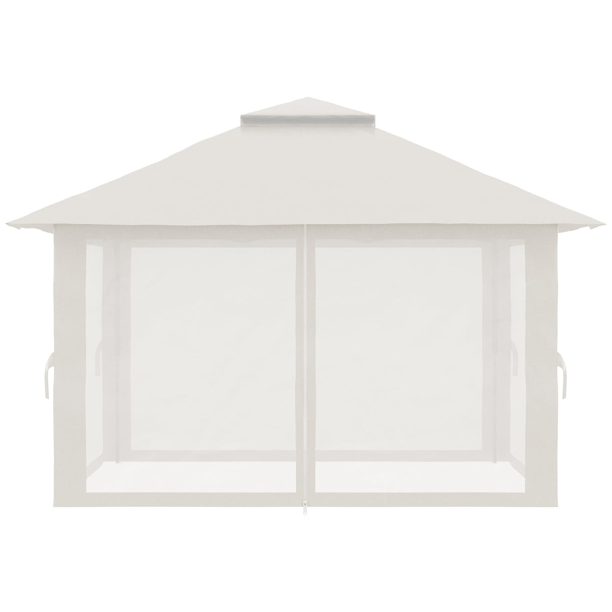 Folding Pavilion 4x4m Mesh Curtains UV Protection Double Roof, Cream White