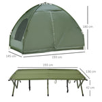Elevated Camping Bed Dome Tent & Air Mattress with Pump, Taffeta, Green