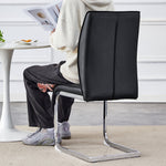 Chairs (Set of 4), Comfortable with Silver Metal Legs, Black PU