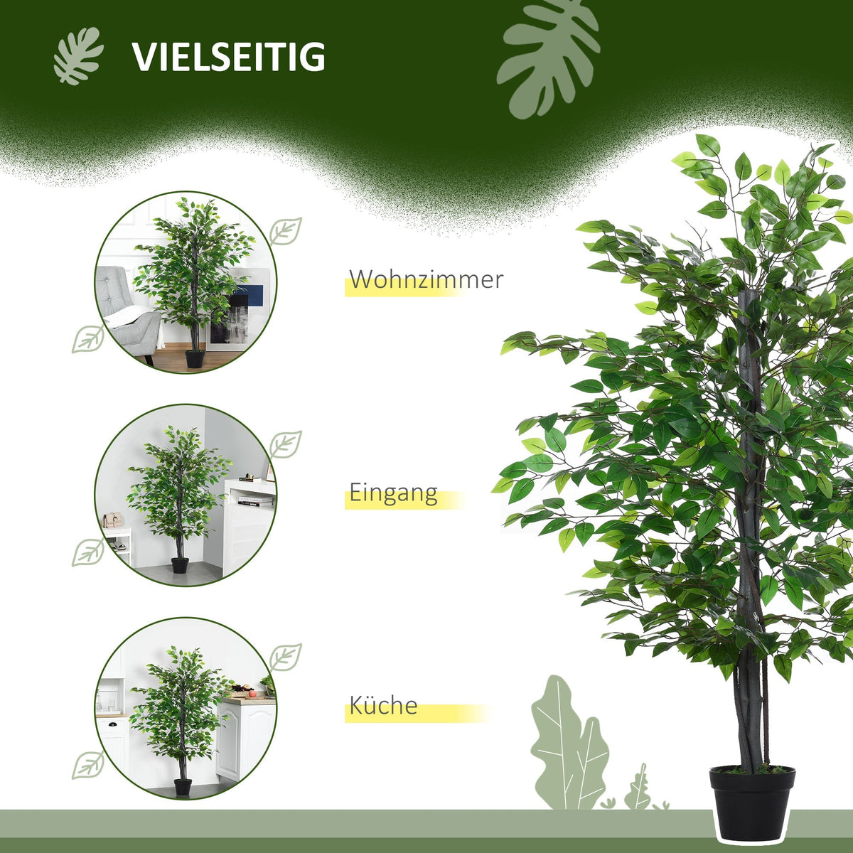 Artificial Banyan Tree, Natural-looking Decoration, 20 x 145 cm, Solid Wood