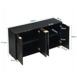 Sideboard with Four Molded Doors and Adjustable Shelves, Metal Handles and Ball-Shaped Legs