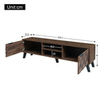 Modern TV Cabinet 2 Doors 2 Open Compartments 160.5cm - Dark Wood Grain