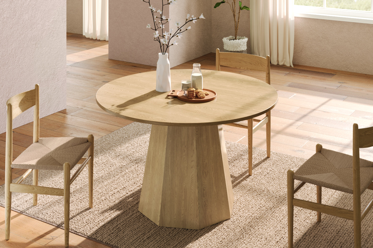 Round Dining Table 120x120cm 4-6 Seater Classic Scandinavian Style Oak
