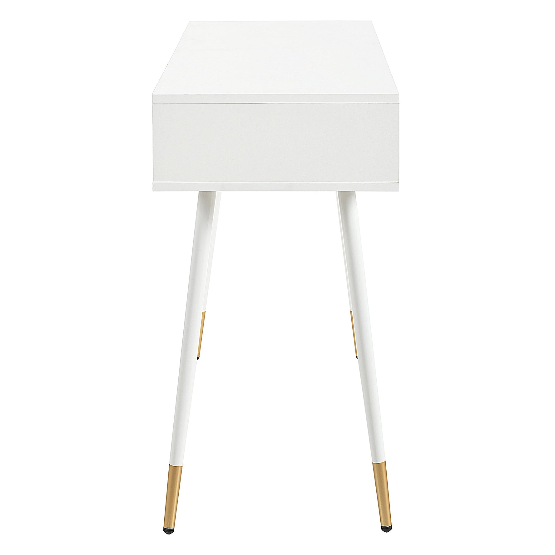 Dressing Table with 2 Drawers, Metal Feet, White
