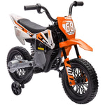Electric Motorcycle for Children with Music and Training Wheels, 12V, Orange