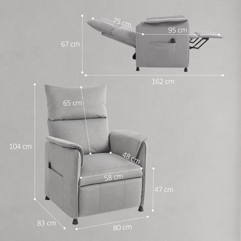 Electric Recliner Chair, Adjustable, Memory, Pet-Friendly Faux Velvet, Grey
