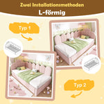 Sofa Bed with Pull-out Bed, 90x200cm Single Guest Bed with Crown Lattice Design, Pink Velvet