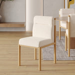 Dining Chairs Set of 4 Oak-Effect Frame Padded Sherpa Beige