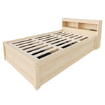 Sofa Bed 90x200cm with LED Light & Storage, Solid Wood