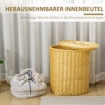 Laundry Basket 100L, with Lid, Wicker, Natural
