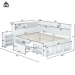 LED upholstered bed, 140 × 190 cm, hydraulic bed, 2-in-1 storage drawers at the foot of the bed, built-in LED light strips on both sides of the bed, slatted base, mattress not included, velvet, grey.