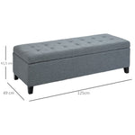 Upholstered Storage Bench with Lid, Linen Look, Grey