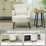 Armchair Lounge Chair Corduroy Look, Cream White