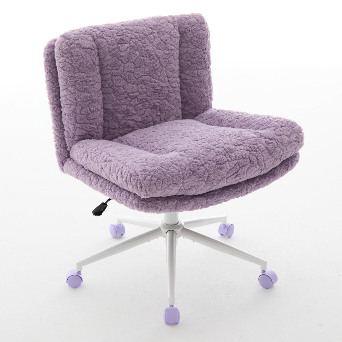 Office Chair with 26.4 Inch Wide Adjustable Swivel Seat, Violet Artificial Rabbit Hair