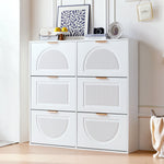 Shoe Cabinet 6 Flaps Open Shelves Freestanding 118x115x25cm - White