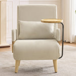 3-in-1 Convertible Armchair, Sleeping Function Upholstered Folding Seat, Wooden Tray
