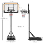Outdoor Basketball Hoop, Adjustable Height, Wheels, Steel, Black