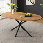Dining Table Oval 120x80cm 4-6 Seater Metal Legs - Natural