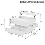 Coffee Table, Height-Adjustable with 16-Color Lighting, Glass & Acrylic