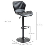 Bar Stools, Set of 2, Swivel, Height-Adjustable, Faux Leather