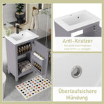Bathroom Vanity Unit with Ceramic Sink and Adjustable Shelves, Grey