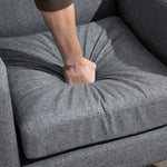 Recliner Chair, Upholstered Wooden Legs, Light Grey Linen Fabric