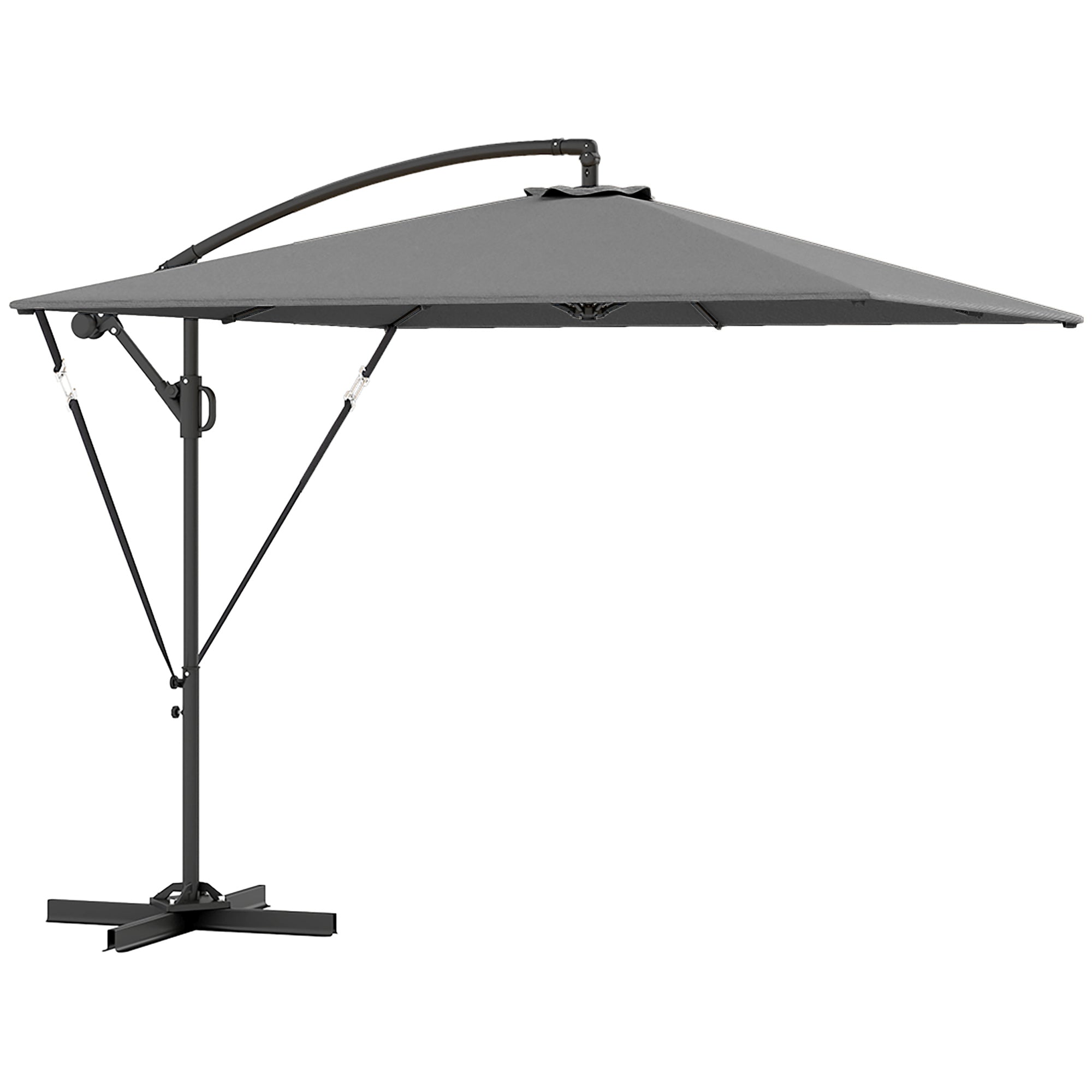 Cantilever Parasol Ø260 cm UV 50+ Water-Repellent, Tiltable, Grey