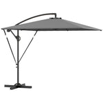 Cantilever Parasol Ø260 cm UV 50+ Water-Repellent, Tiltable, Grey