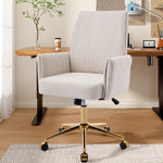 Office Swivel Chair with Height-Adjustable Ergonomic Medium Backrest, Striped Upholstery