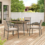 Modern Garden Furniture Set with Round Table & 4 Chairs, Rattan