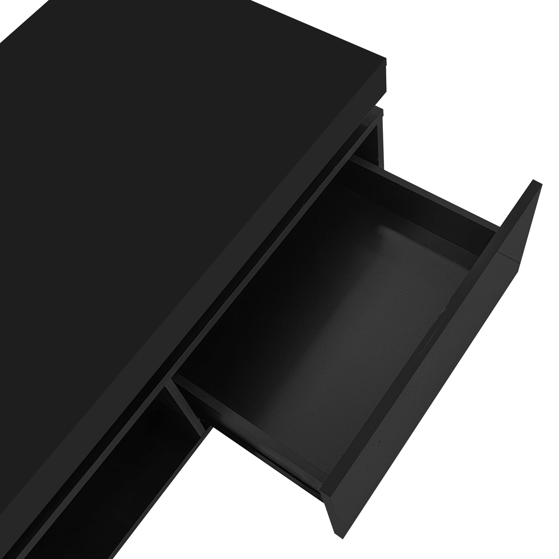 TV Wall Unit Set, Cabinet Coffee Table High-Gloss LED Lights, Black