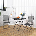 Garden Bistro Set, 3 Persons, 1 Table, 2 Folding Chairs, Metal Grey