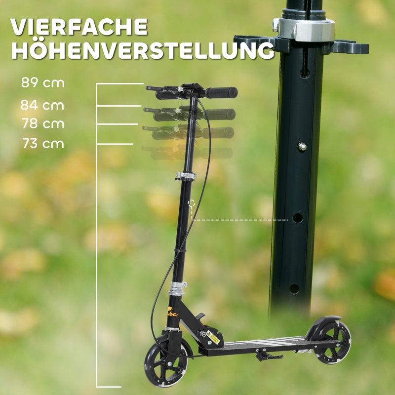 Children's Scooter with Foldable Metal Frame and Double Brakes, Black