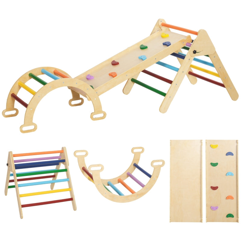 5-in-1 Children's Climbing Frame with Ramp, Bridge and Triangular Ladder, Colorful