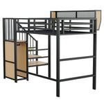 Loft Bed 90x200 with Safety Ladder & Storage, White Metal
