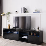 TV Cabinet, Modern with Bright Panel & LED Lighting, 180cm Black