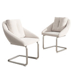 Velvet Dining Chairs, Set of 2 with Cushions, Curved Legs, Beige