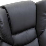 Recliner Chair, Massage Function & Footstool, Faux Leather Black