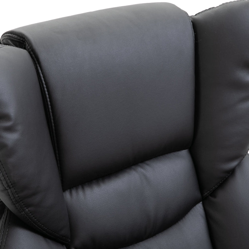 Recliner Chair, Massage Function & Footstool, Faux Leather Black