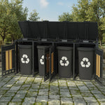 Bin Storage Unit with Hinged Lid, Lockable and 4 Doors, Wood Grain