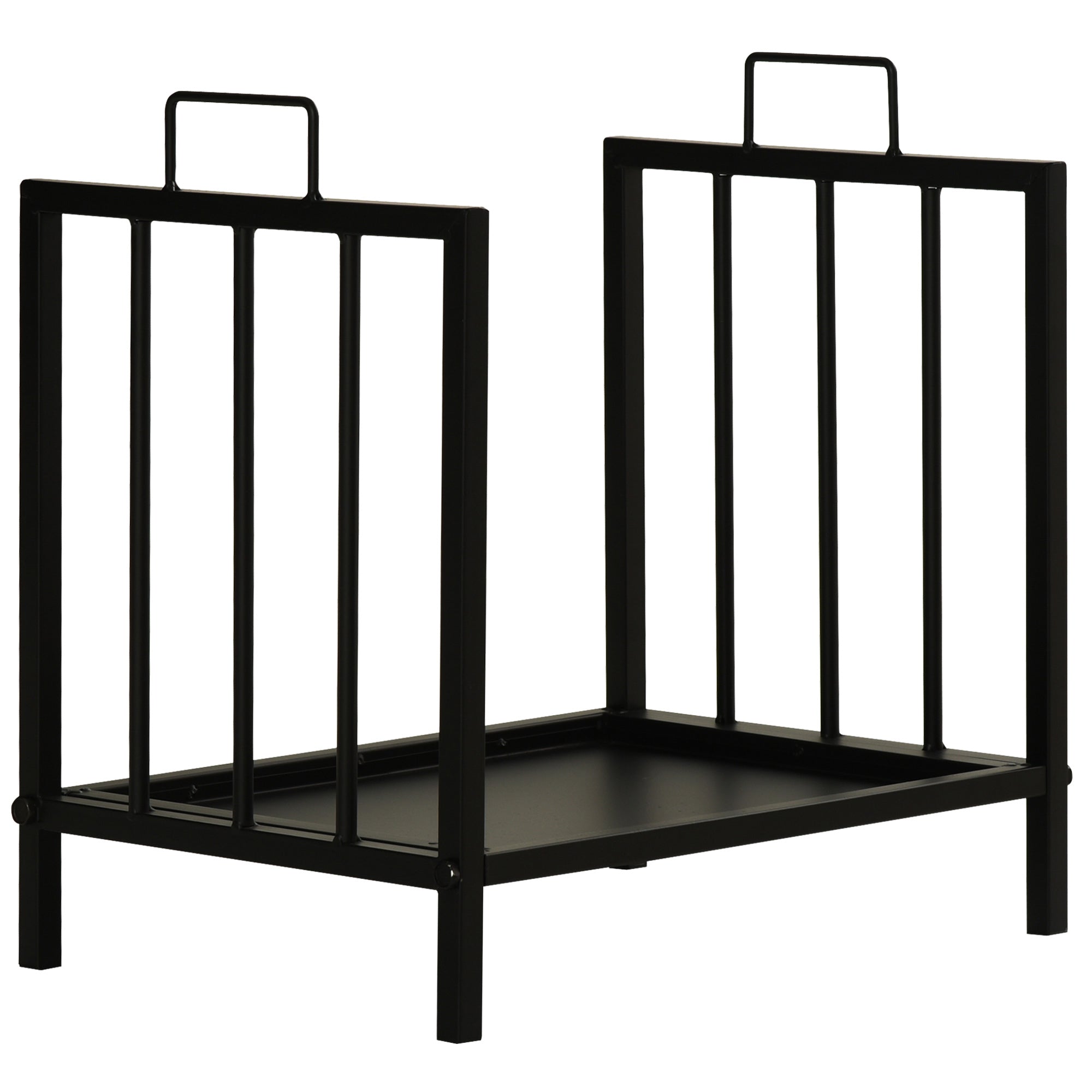 Firewood Rack, 50 kg Load Capacity, 2 Handles, Black