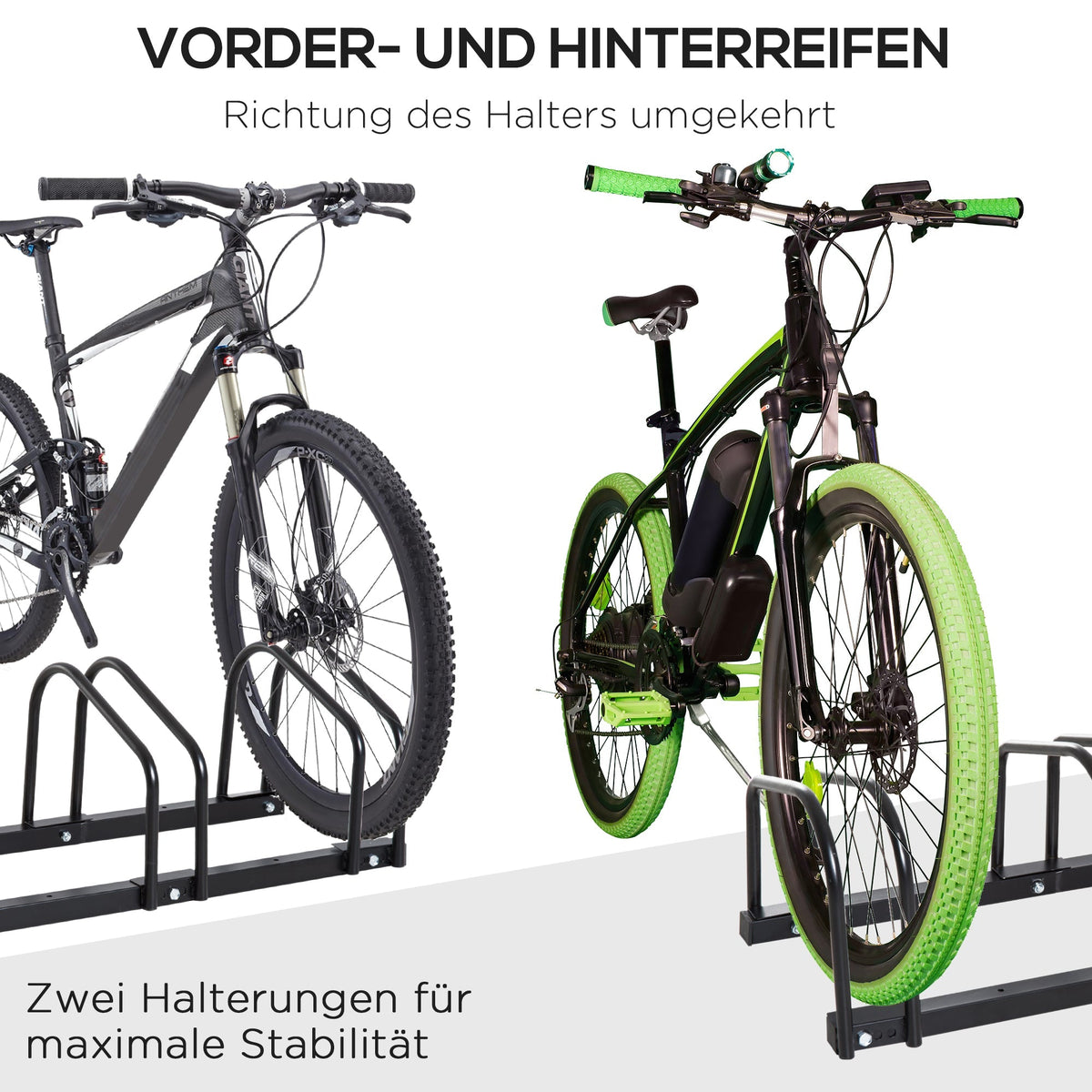 Bicycle Rack Upright Stand Weatherproof Up to 6 Bicycles, Steel Black
