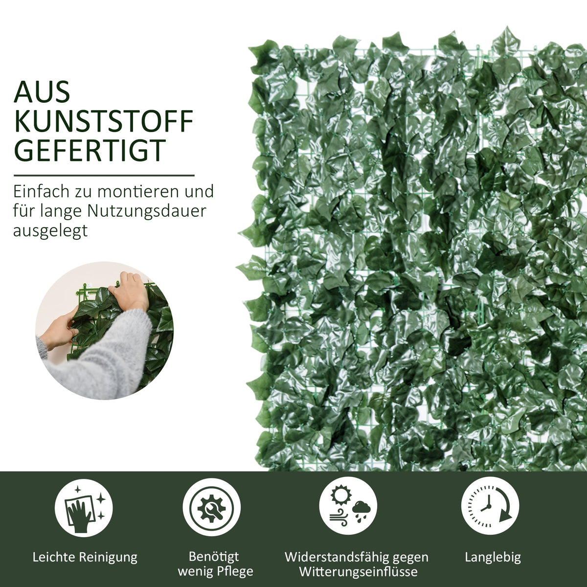 Artificial Hedge Privacy Screen 300 x 150 cm Dark Green