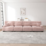 4-Seater Modular Corner Sofa, Deep Seat Sofa Bed, Chenille Pink