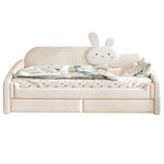 Children's Sofa Bed 90x200 with Storage & LED, Beige Velvet