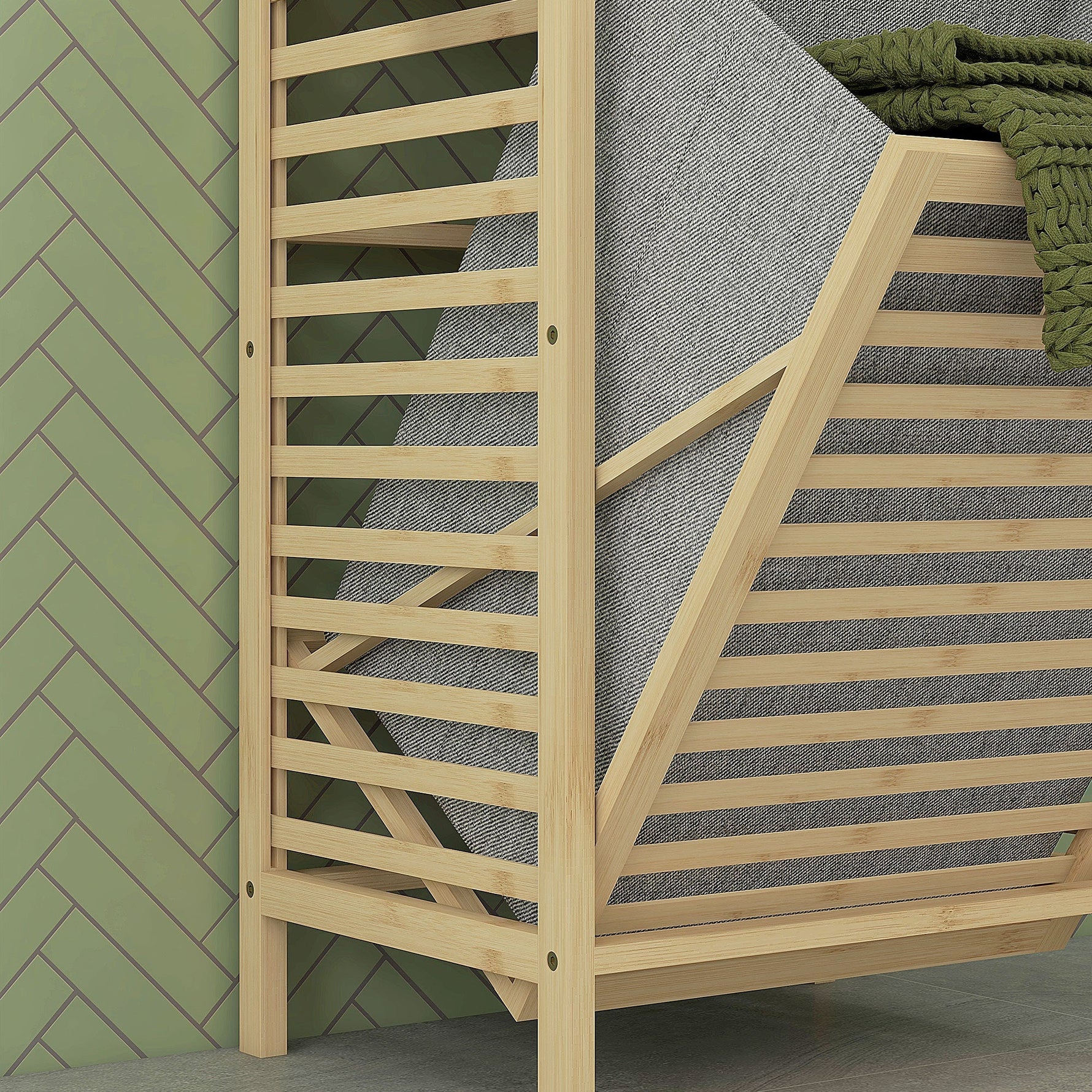 Bamboo Bathroom Shelf, 3 Open Shelves, Extendable Basket, Natural