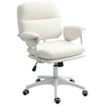 Office Chair Swivel Height-Adjustable Footrest 120kg, Faux Leather White