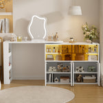 Rotating Vanity Table with LED Lighting & Storage, White